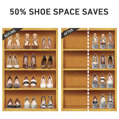 NVGSN Shoe Slots Organizer 20Pack,Shoe Stacker,Closet Space Saver 50%,Grey | 4 Levels Adjustable shoe Organizer for Closet,shoe Storage Holder,Thickening Double Layer stacking,shoe dividers for shelves