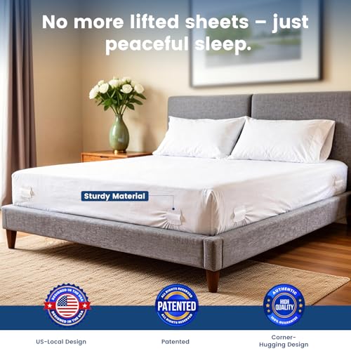 Sheet Holders – 4 Pack Bed Sheet Holders for Corners, Sheet Fasteners for Keeping Sheets from Slipping, Fitted Sheet Holder for Mattress (Beige) | Sheet Holders - Sleep Soundly Without Worrying About Lifted Sheets.