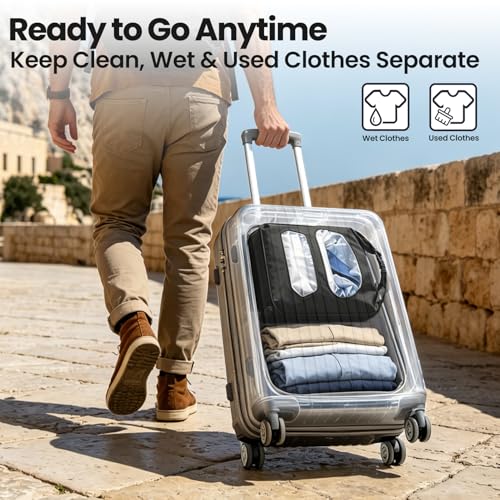 Portable Travel Washing Bag with 2-in-1 Air Valve Design | Travel Laundry Washing Bag Saves Water and Space for Camping, Cruise, Van Life, Lightweight Travel Laundry Solution