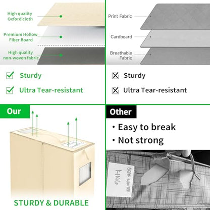 Foldable Bed Sheet Organizers and Storage - 4 Pack(Queen or King Size) Sheet Set Organizer for Bed Sheets,Pillowcases,Linen Closet Organizer for Bedding Clothes Towels(lvory)