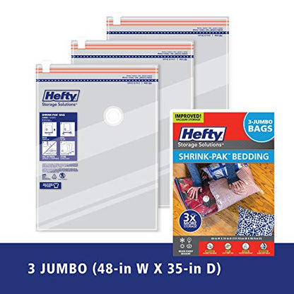 Space Bags Vacuum Storage Bags for Bedding Jumbo Compression 3 Pack Clear for Comforters Blankets (3 Jumbo/Bedding Solo)