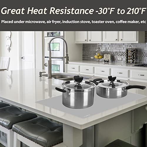 Extra Large Silicone Mat Kitchen Counter Heat Resistant Table Mat 36" x 24" | Place Mats, Countertop Protector , Thick Placemats Washable Silicone Mats for Kitchen Counter Dining Table Mat , Grey , Sapid