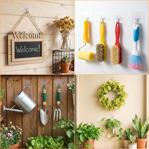 DKHDBD Adhesive Wall Hooks 50 Pack Heavy Duty Stainless Waterproof | Rustproof Clear Self-Adhesive for Bathroom, Kitchen, Office, Outdoor, Wardrobe