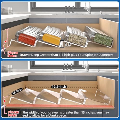 Clear Acrylic Spice Drawer Organizer, 4 Tier Seaso... (Transparent | Acrylic)