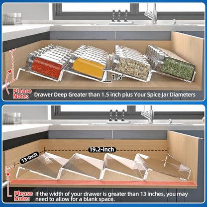 Clear Acrylic Spice Drawer Organizer, 4 Tier Seaso... (Transparent | Acrylic)