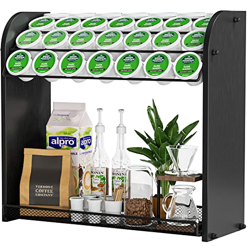 K Cup Pod Holder for Countertop – Pod Organizer & Coffee Bar Accessory for Home or Office, Easy to Assemble (Black)