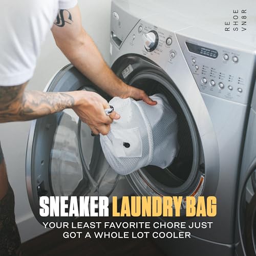 RESHOEVN8R Sneaker Laundry Bag for Washing Machine - Mesh, Dual Lace Lock | Mesh washing bag with dual lace-locking system protects sneakers in the wash, compatible with Nike, Jordan, Adidas & Yeezy