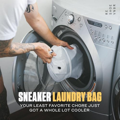 RESHOEVN8R Sneaker Laundry Bag for Washing Machine - Mesh, Dual Lace Lock | Mesh washing bag with dual lace-locking system protects sneakers in the wash, compatible with Nike, Jordan, Adidas & Yeezy