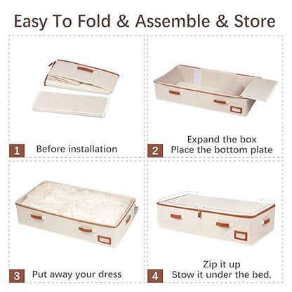 Wedding Dress Storage Box, Large Shadeable Wedding Dress Preservation Box with Microfiber Gloves, 20 Sheets of Acid Free Paper and Dustproof Bag for Wedding Dress, Heirlooms, Gowns
