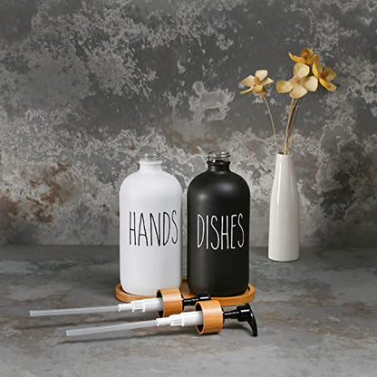 Soap Dispenser Set, Black & White | Contains Hand and Dish Soap Dispenser, Suitable for Kitchen Decor