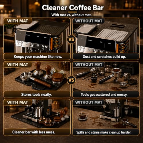 Silicone Coffee Maker Mat for Ninja Luxe ES601 & ES701: 3-in-1 Top Mat + 23.6"x15.7" Coffee Bar Mat + Espresso Tamping Mat – Food-Grade Silicone, Waterproof, Non-Slip,Heat-Resistant Coffee Accessories