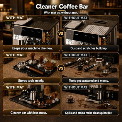 Silicone Coffee Maker Mat for Ninja Luxe ES601 & ES701: 3-in-1 Top Mat + 23.6"x15.7" Coffee Bar Mat + Espresso Tamping Mat – Food-Grade Silicone, Waterproof, Non-Slip,Heat-Resistant Coffee Accessories