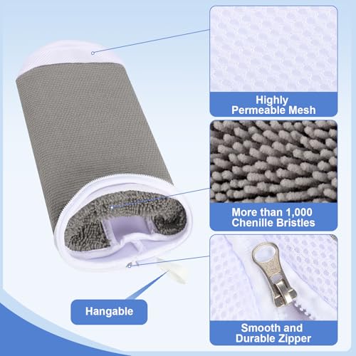 2 PCS Shoe Washing Machine Bags for Washer and Dryer, Grey + White | Reusable Laundry Shoe Bag, Hands Free, Hidden Self-locking Zipper, 360° Deep Cleaning, For Sneakers and All Shoes Types