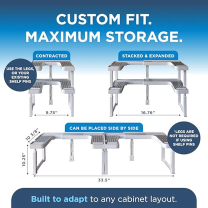 3.0 - Expandable 2 Tiered Spice Rack Organizer for Cabinet & Pantry - Kitchen Seasoning Organizer - Cabinet Spice Racks for Inside Cabinets (Spicy Shelf Premium) - Home Organization