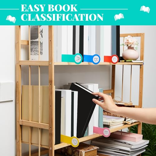 Geyee 30 Pcs Library Book Dividers for Shelves with Stickers, Library Assorted Colored Book Shelf Dividers Plastic Flexible Shelf Marker Set for Teacher Supplies