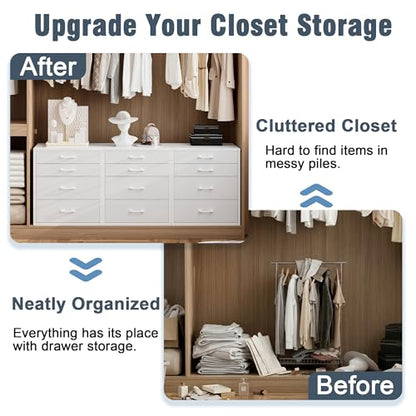 Espelism Closet Drawers with 4 Fabric Drawers, Stackable Closet Organizer | Storage dresser for clothes, accessories and essentials. Ideal for bedroom, office and dorm organization.