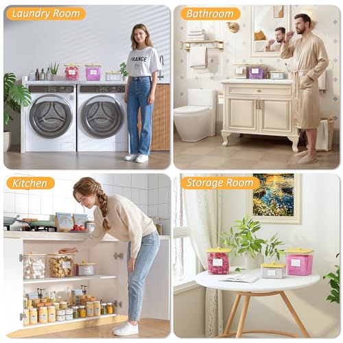 efluky 3 Pack Laundry Pods Container & Dryer Sheet Holder Set,Clear Laundry Room Organization Containers with Bamboo Lids and Labels,Laundry Pods Holder for Scent Booster,Powder,Pod