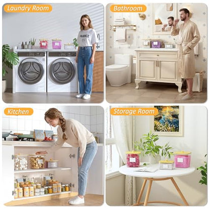 efluky 3 Pack Laundry Pods Container & Dryer Sheet Holder Set,Clear Laundry Room Organization Containers with Bamboo Lids and Labels,Laundry Pods Holder for Scent Booster,Powder,Pod