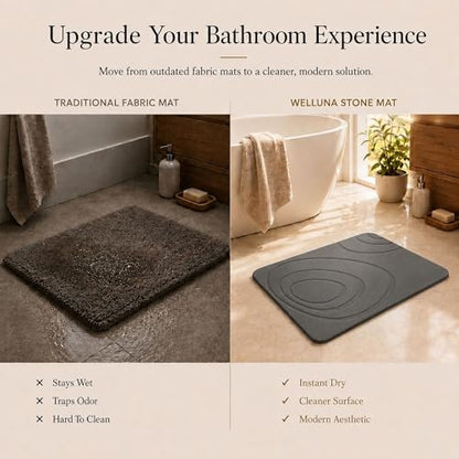 Stone Bath Mat for Bathroom – Quick Dry Diatomaceous Earth Shower Mat, Non-Slip Super Absorbent Diatomite Stone Bath Mats, Fast Drying Natural Floor Mat for Bathroom Kitchen (23.6"x15.4")