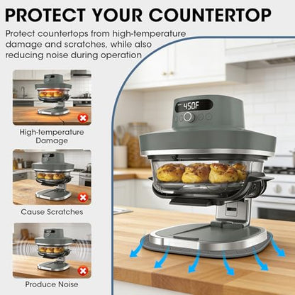 Heat Resistant Mat for Ninja Crispi Pro 6-in-1 Glass Air Fryer, Anti-slip Countertop Protector Silicone Mat Compatible with Ninja Crispi Pro Base, Dishwasher Safe, Grey