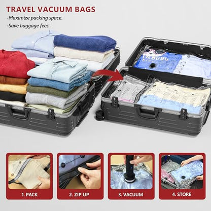 Travel Vacuum Bags for Clothing with Rechargeable... (Clear)