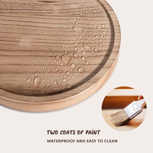 Wood Lazy Susan Turntable Kitchen Decor Round Table Tray, 10" Brown | Waterpoof, Easy clean, Non-slip, Rotating Wooden Decorative Pantry Table Tray for Seasoning, spice, snack