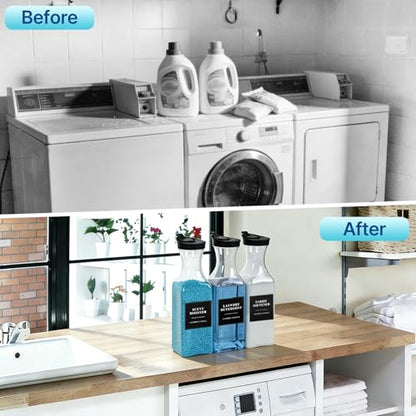 2 Pack Laundry Detergent Dispenser, Laundry Soap & Fabric Softener Dispenser, 54oz Laundry Detergent Containers, Laundry Room Organization and Storage Plastic Bottle for Scent Booster (Height 12.2'')