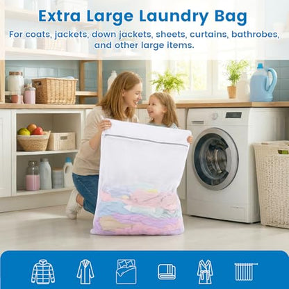 2 Pack XXX-Large Mesh Laundry Bags for Delicates, 35 x 43 Inches | 120gsm Honeycomb Mesh, Protect Delicates, Sturdy Zipper, Reusable, Washer & Dryer Safe, For College, Dorm, Home and Travel