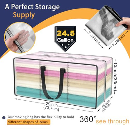 Clear Storage Bags with Zipper, Large Moving Bags... (2 Count | Clear)