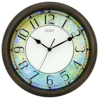 13 Inch Illuminated Wall Clock, Glow in The Dark, Brown | Silent battery movement, easy-read dial, for bedroom, bathroom, living room, kitchen, and home office decor
