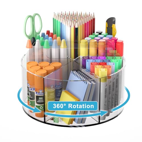 Rotating Markers Organizer for Kids, Acrylic Lazy... (Clear)