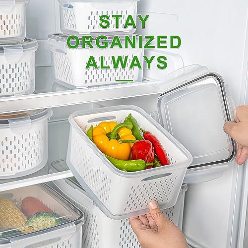 Fruit Storage Containers for Fridge with Removable Colander 8 pcs