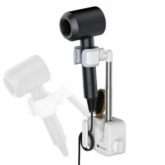 Hands Free Hair Dryer Holder Wall Mount, Anti-Shak... (‎White)