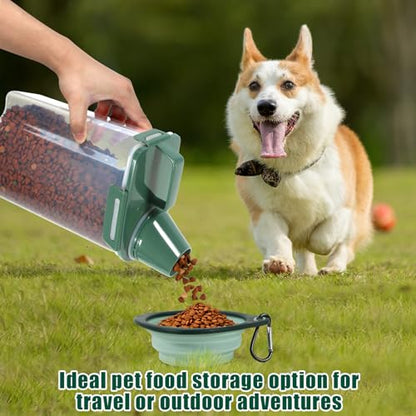 2 Pack 3 Lbs Pet Dog Cat Food Storage Containers for Travel - Pine Green