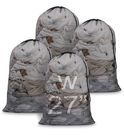 Meowoo Large Mesh Laundry Bag, 27×36inch Heavy Duty Mesh Laundry Bags Drawstring Lockable, Laundry Hamper Liner, Machine Washable, for Travel,Storage, Sports Factories, Dorms, Black 1pcs