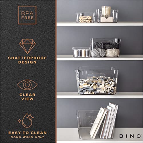 BINO | Plastic Storage Bins, Large - 2 Pack, Clear | THE SOHO COLLECTION | Pantry Organizers and Storage Containers | Fridge Organizer Bins | Kitchen Cabinet Organizer | Medicine Cabinet Bin