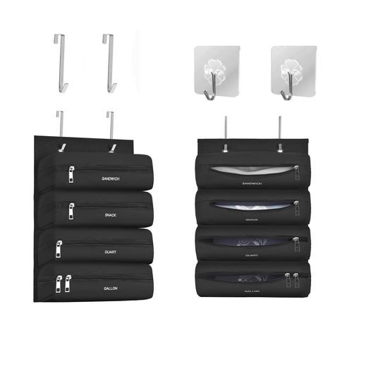 Zipper Bag Organizer Compatible with Gallon, Quart... (Black | Nylon)