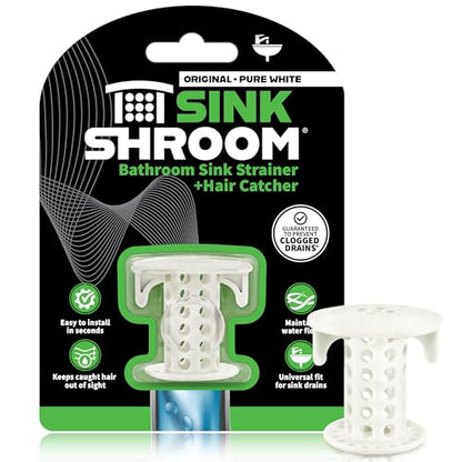 SinkShroom The Revolutionary Sink Drain Protector Hair Catcher/Strainer/Snare, White