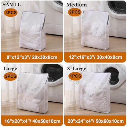 8 Pcs Mesh Laundry Bags for Delicates, Large Laundry Bag with Handles | 3D Fine Mesh Bags for Washing Machine, S/M/L/XL Delicates Bags for Lingerie Sweater Bras Underwear, Travel Storage Bag