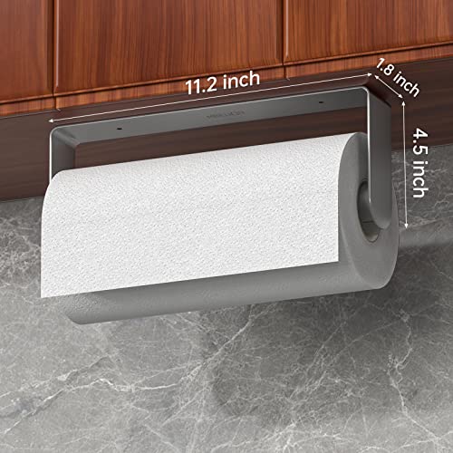 Mbillion Brushed Silver SUS304 Paper Towel Holder | Wall mounte and self-adhesive under cabinet paper towel rack, premium stainless steel for kitchen