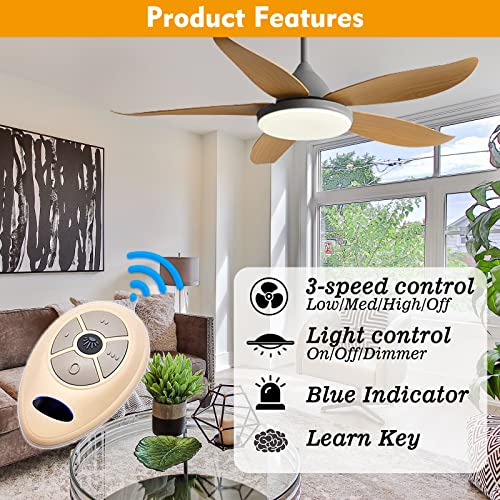 FAN35T Ceiling Fan Remote Control Replacement for Allen+Roth, Kichler | Replacement Harbor Breeze FAN-53T L3HFAN35T 35T L3HFAN35T1 35T1, 3-Speed & Light Dimmer, 303.9MHz,Two Ways to Program