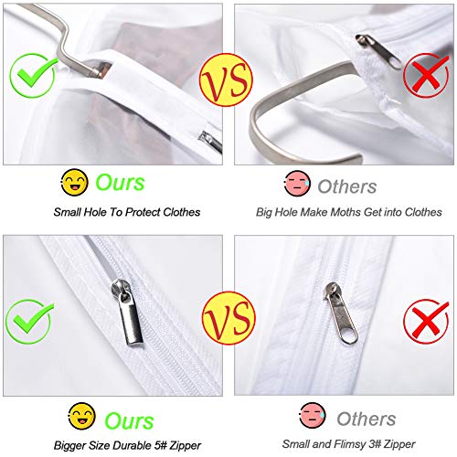 Suit Bags for Closet Storage Garment Bag 24''X40'' Clear Garment Bags for Hanging Clothes (Set of 6) Plastic Waterproof Suit Cover Bag with Zipper for Coats, Jackets, Shirts