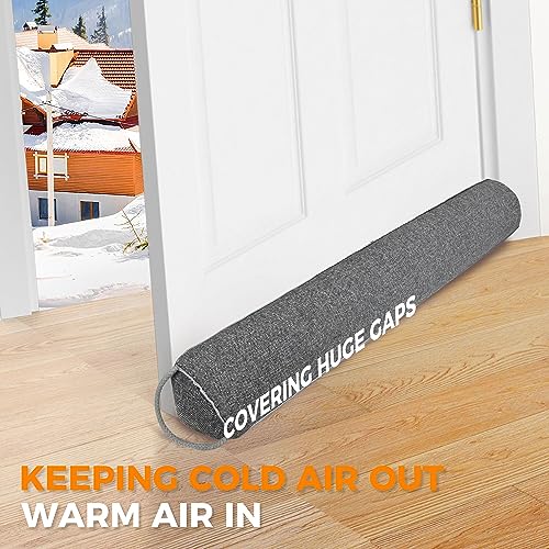 TORRAMI Under Door Draft Stoppers 30 Inch, Heavy Triangle Stop Draft Block Cold Air/Wind/Breeze Noise Blocker Door Sweeps Weather Stripping Bottom Seal Dark Gray