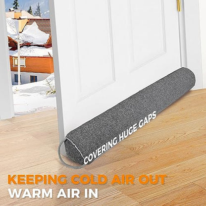 TORRAMI Under Door Draft Stoppers 30 Inch, Heavy Triangle Stop Draft Block Cold Air/Wind/Breeze Noise Blocker Door Sweeps Weather Stripping Bottom Seal Dark Gray