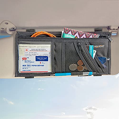 High Road Car Visor Organizer and Sun Visor Document Holder with Pockets | Slim Car Visor Organizer with Pockets Holds Registration and Insurance Cars, Pens and Papers Within Easy Reach