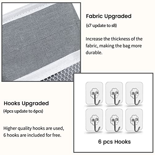 Kanrichu Wall Hanging Organizer Bag, 2-Pack Linen Storage Baskets with Pockets, WallHanging Storage Basket for Bedroom, Kitchen, Office, RV Camper (Gray)