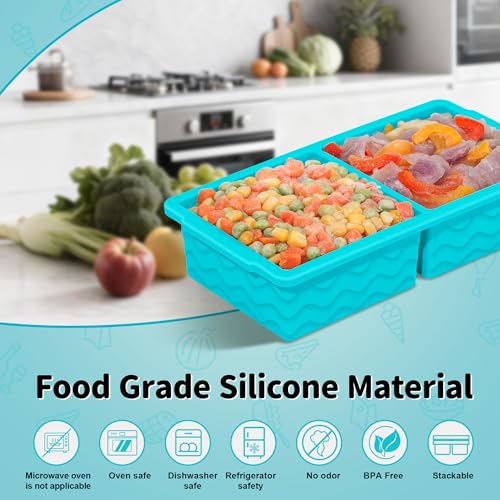 3-Pack Silicone Freezer Trays with Lid, Soup Freezer Container Molds | 2 Large 2-Cup, 4 Medium 1-Cup, 6 Small 1/2-Cup, BPA Free, Ice Cube Tray for Soup, Stews, Sauces, Meal Prep, Broth, Leftovers