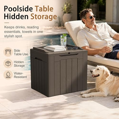 JUMMICO 31 Gallon Resin Deck Box Waterproof Outdoor Storage Boxes | for Patio Furniture Cushions and Garden Tools