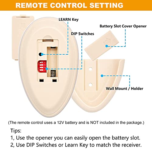 FAN35T Ceiling Fan Remote Control Replacement for Allen+Roth, Kichler | Replacement Harbor Breeze FAN-53T L3HFAN35T 35T L3HFAN35T1 35T1, 3-Speed & Light Dimmer, 303.9MHz,Two Ways to Program
