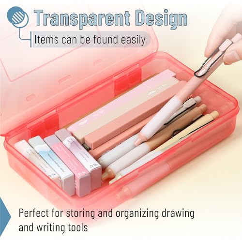 Mr. Pen- Plastic Pencil Case Box, 24 Pack | Large Crayon Marker Pen Organizer Bulk, Plastic Bead Organizing Container with Snap-Tight Lids, Clear Craft Storage Boxes